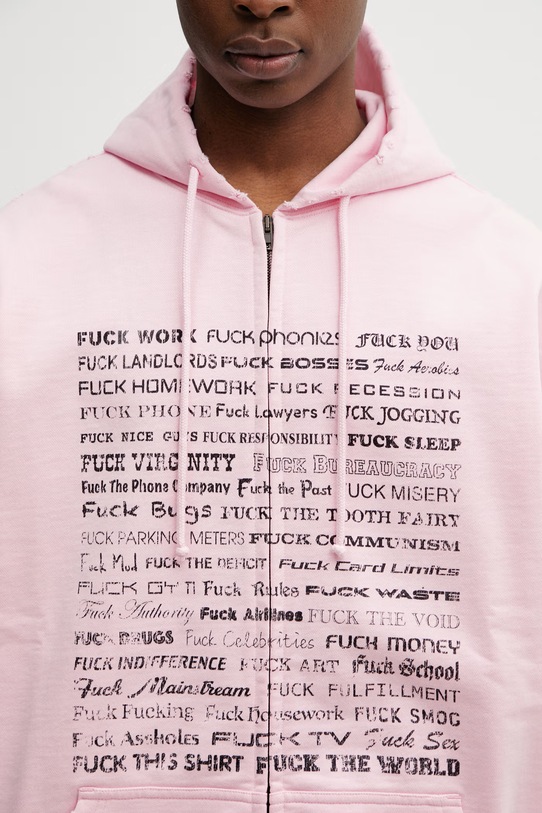 Vetements Fuck Everything bluza z kapturem bawełniana różowy ME76ZU209PX
