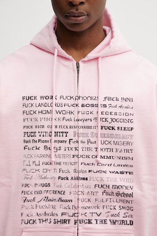 Vetements Fuck Everything bluza z kapturem bawełniana różowy ME76ZU209PX