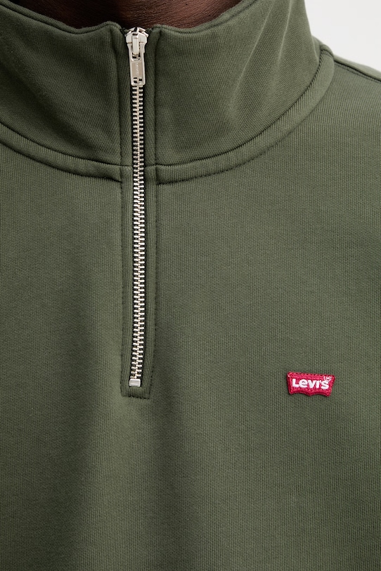 Levi's felpa in cotone LSE_ORIGINAL HM 1/4 ZIP 001B9 verde