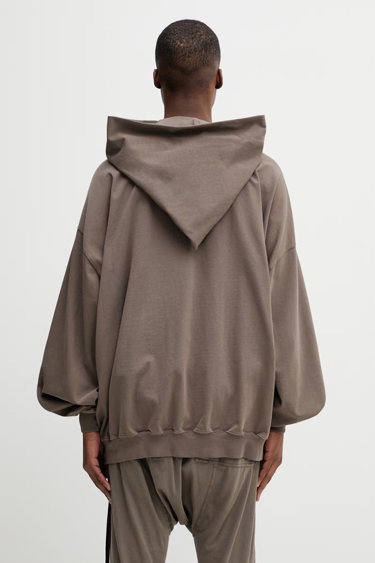 Odzież Rick Owens DRKSHDW Mountain Hun bluza rozpinana z kapturem bawełniana męska DU01F4278.RIGP brązowy