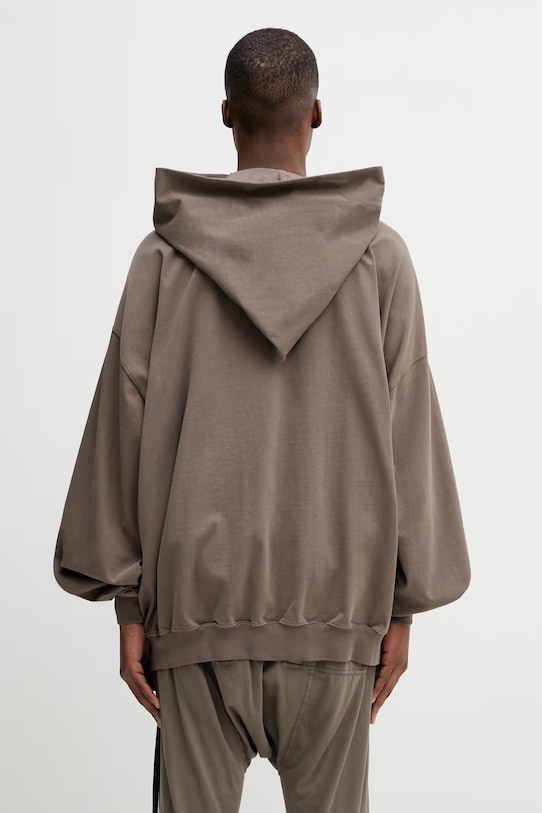 Odzież Rick Owens DRKSHDW Mountain Hun bluza rozpinana z kapturem bawełniana męska DU01F4278.RIGP brązowy