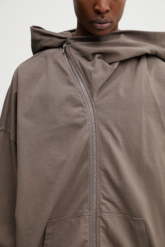 Rick Owens DRKSHDW Mountain Hun bluza rozpinana z kapturem bawełniana męska brązowy DU01F4278.RIGP