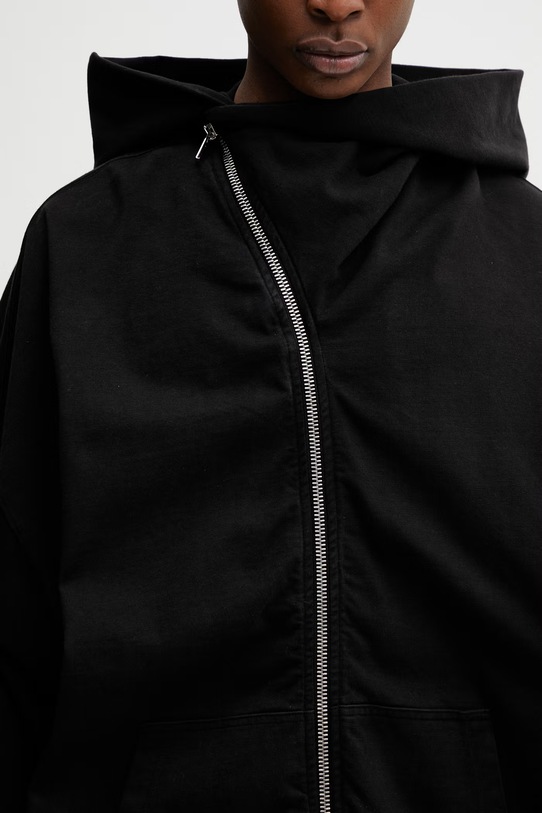 Rick Owens DRKSHDW Mountain Hun bluza rozpinana z kapturem bawełniana męska czarny DU01F4278.RIGP