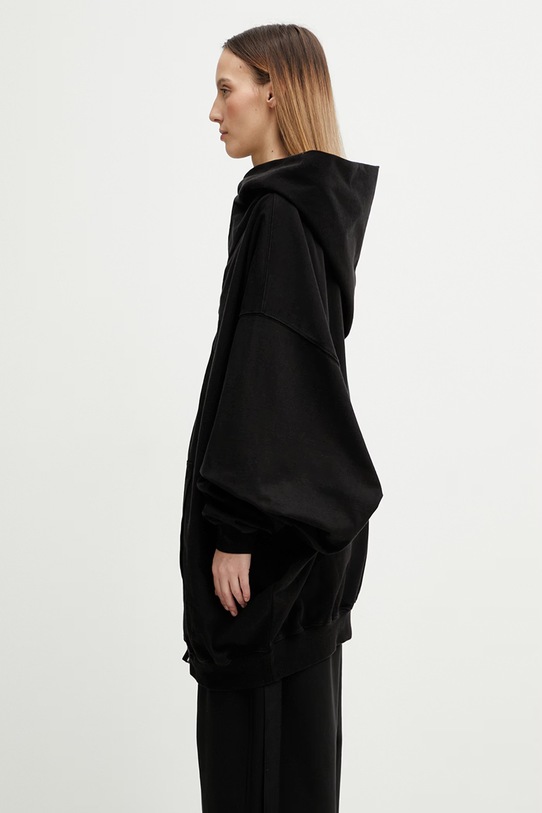 Rick Owens DRKSHDW Mountain bluza rozpinana z kapturem bawełniana damska DS01F4228.RIGP czarny SS26