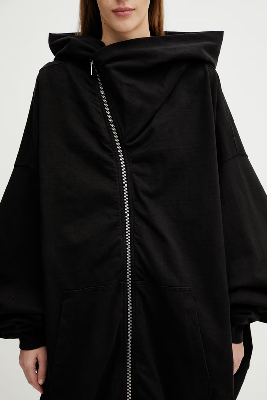 Rick Owens DRKSHDW Mountain bluza rozpinana z kapturem bawełniana damska czarny DS01F4228.RIGP