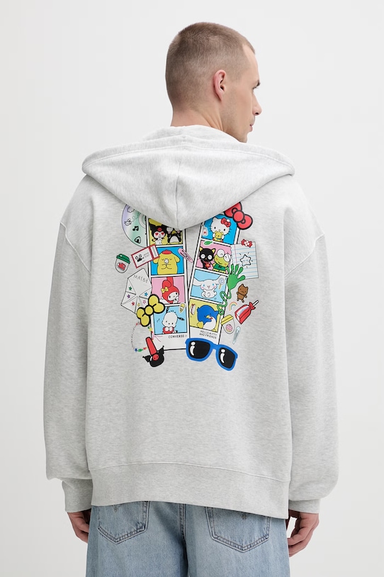Converse rozepínací bavlněná mikina x HELLO KITTY šedá CVM5H504