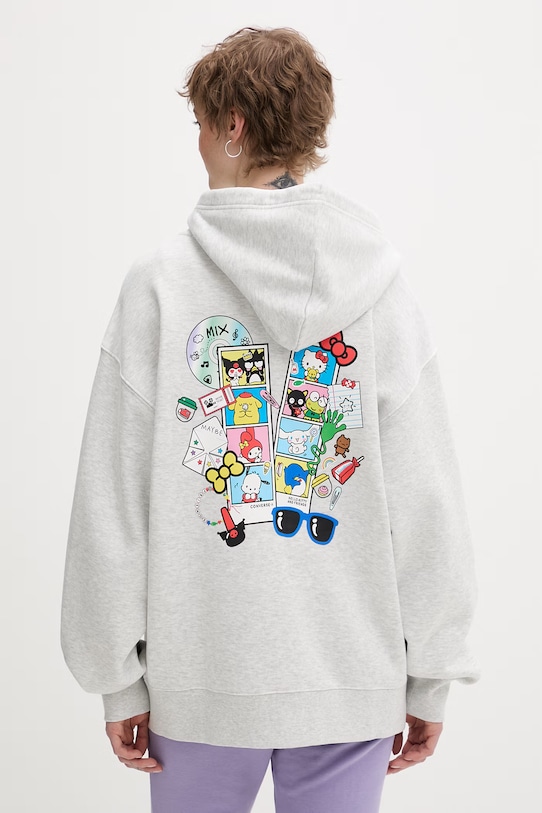Converse rozepínací bavlněná mikina x HELLO KITTY CVM5H504 šedá SS26