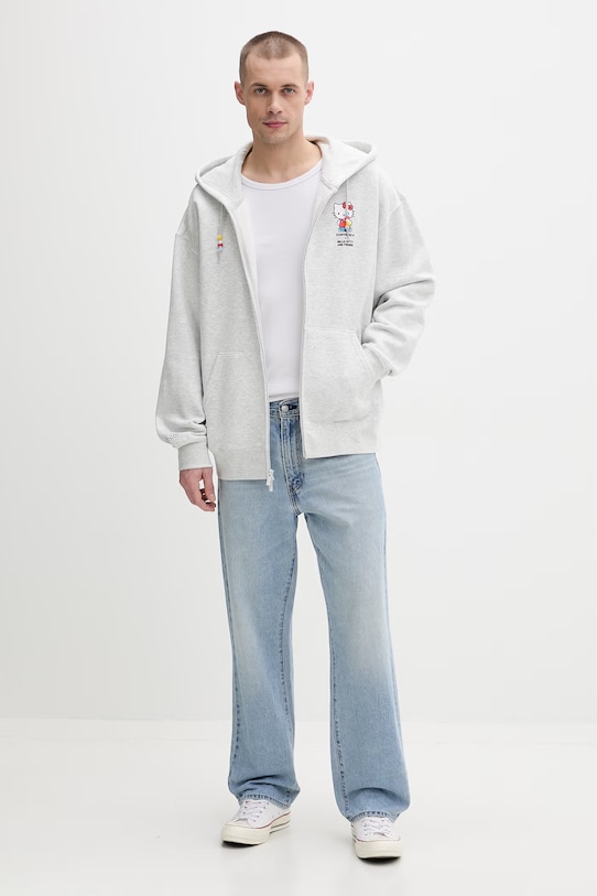 Oblečení Converse rozepínací bavlněná mikina x HELLO KITTY CVM5H504 šedá