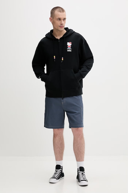 Oblečení Converse rozepínací mikina bavlněná x HELLO KITTY CVM5H504 černá