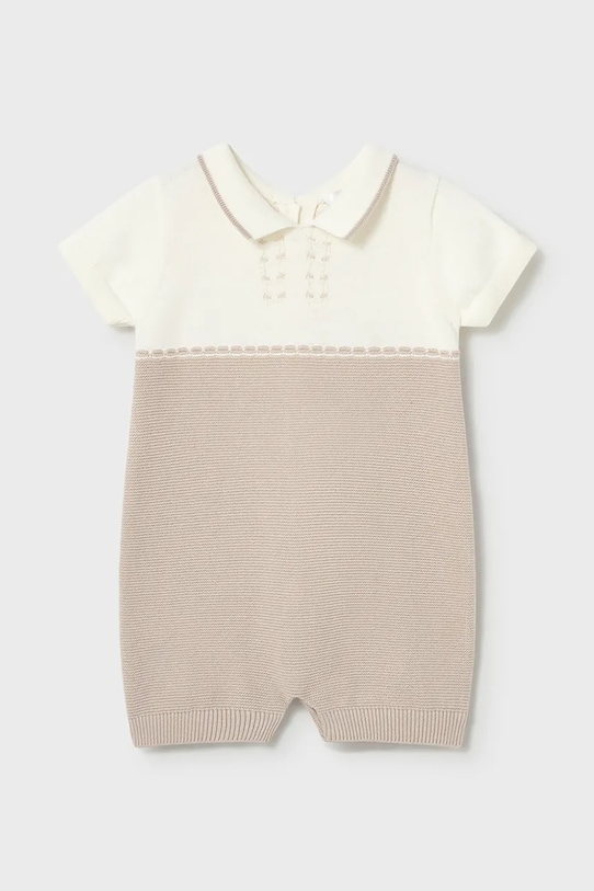 Mayoral Newborn rampers bawełniany niemowlęcy beżowy 1603.1B.Newborn.PPY2