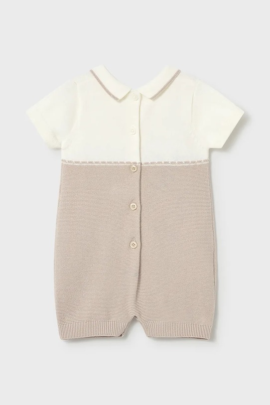 Mayoral Newborn rampers bawełniany niemowlęcy 1603.1B.Newborn.PPY2 beżowy SS26