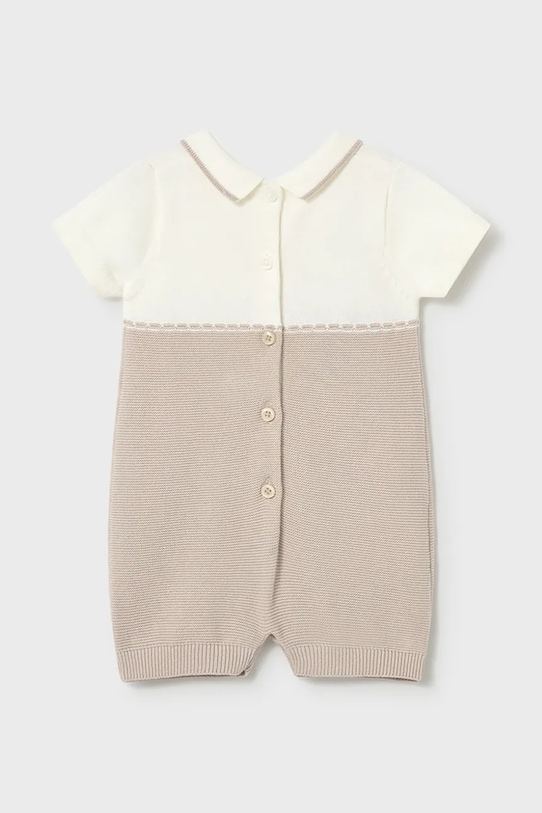 Mayoral Newborn rampers bawełniany niemowlęcy 1603.1B.Newborn.PPY2 beżowy SS26