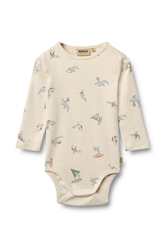 Wheat pajacyk dziecięcy bawełniany z elastanem beżowy 9103.193.GOTS