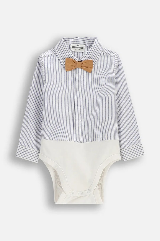 Coccodrillo body niemowlęce z dodatkiem lnu niebieski WC6112901EBB