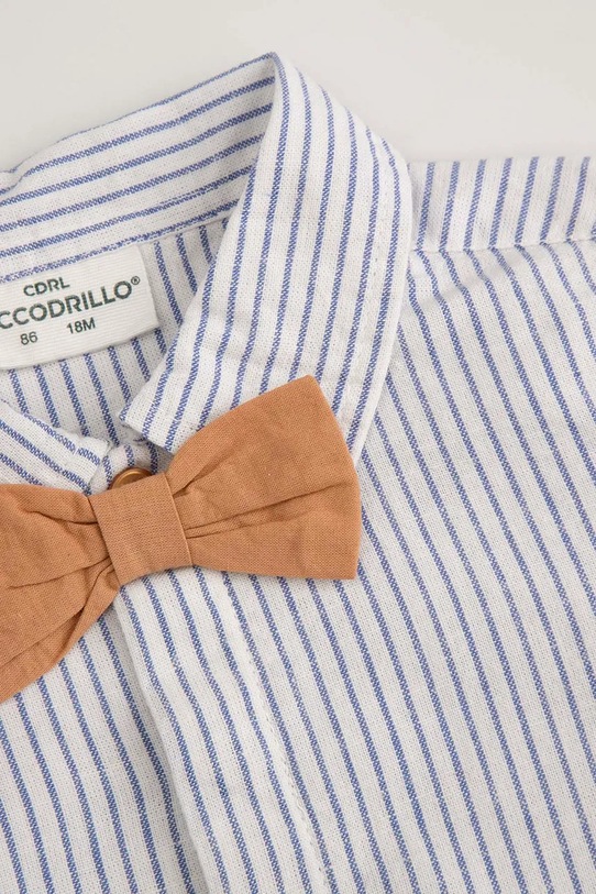 Chłopiec Coccodrillo body niemowlęce z dodatkiem lnu WC6112901EBB niebieski