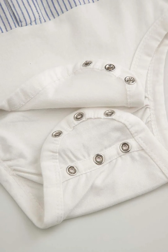 Coccodrillo body niemowlęce z dodatkiem lnu niebieski WC6112901EBB