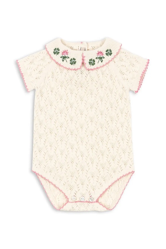 Konges Sløjd body z domieszką wełny niemowlęce ROSIER ROMPER beżowy KS105060.PPY2