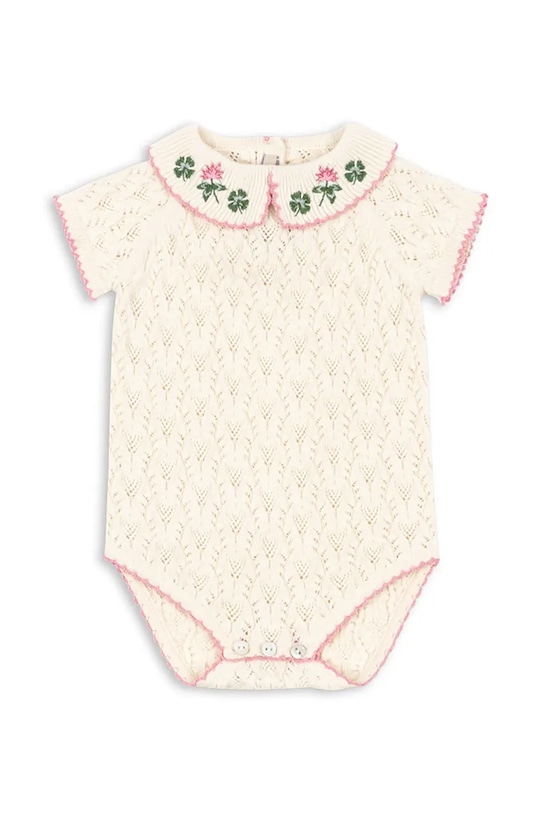 Konges Sløjd body z domieszką wełny niemowlęce ROSIER ROMPER beżowy KS105060.PPY2