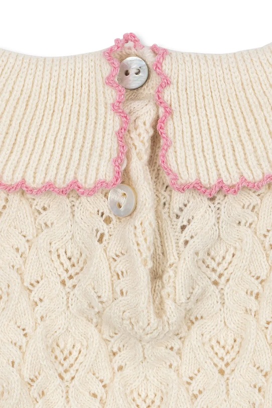 Dziewczynka Konges Sløjd body z domieszką wełny niemowlęce ROSIER ROMPER KS105060.PPY2 beżowy