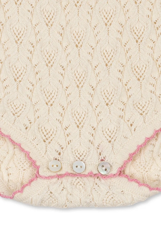 Konges Sløjd body z domieszką wełny niemowlęce ROSIER ROMPER KS105060.PPY2 beżowy