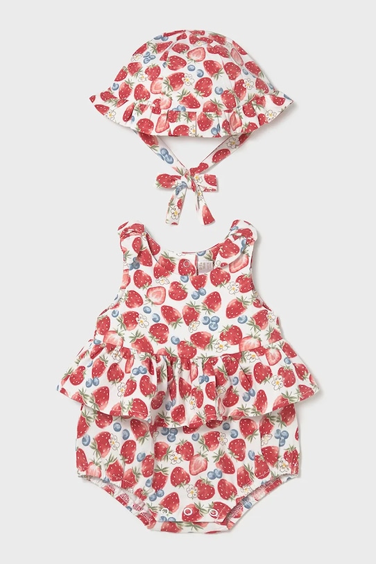 Φορμάκι και καπέλο μωρού Mayoral Newborn κόκκινο 1632.2G.Newborn.PPY2