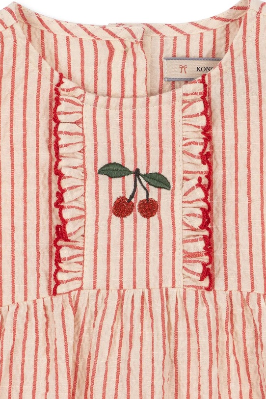 Konges Sløjd romper za dojenčke bombažen ELLIE FRILL ROMPER GOTS roza KS105345.PPY2