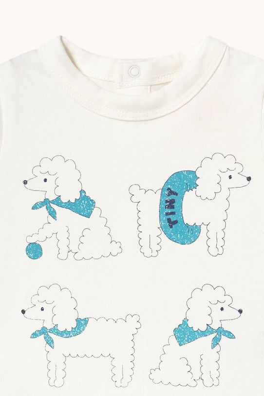 Chlapec Bavlnené body pre bábätká Tinycottons POODLE GRAPHIC BODY SS26.048 biela