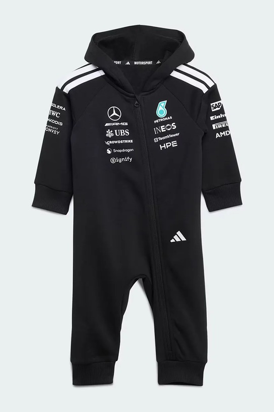 adidas Performance pajacyk z kapturem niemowlęcy z bawełny MERCEDES czarny KE5936