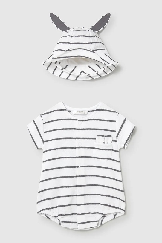 Mayoral Newborn rampers i kapelusz niemowlęcy biały 1606.1C.Newborn.PPY2