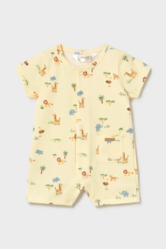 Mayoral Newborn rampers bawełniany niemowlęcy żółty 1717.1D.Newborn.PPY2