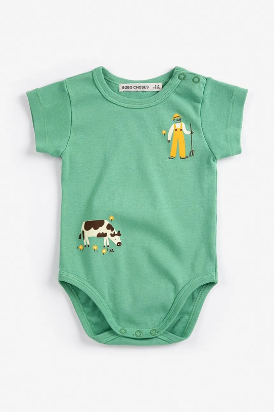 Bobo Choses body niemowlęce Farm Adventure 126AB004 turkusowy SS26
