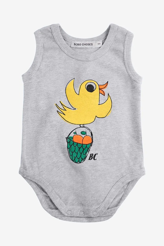 Bobo Choses body bawełniane niemowlęce Flying Oranges szary 126AB005