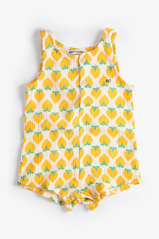 Bobo Choses rampers bawełniany niemowlęcy Strawberry Produkt niemowlęcy żółty 126AB161