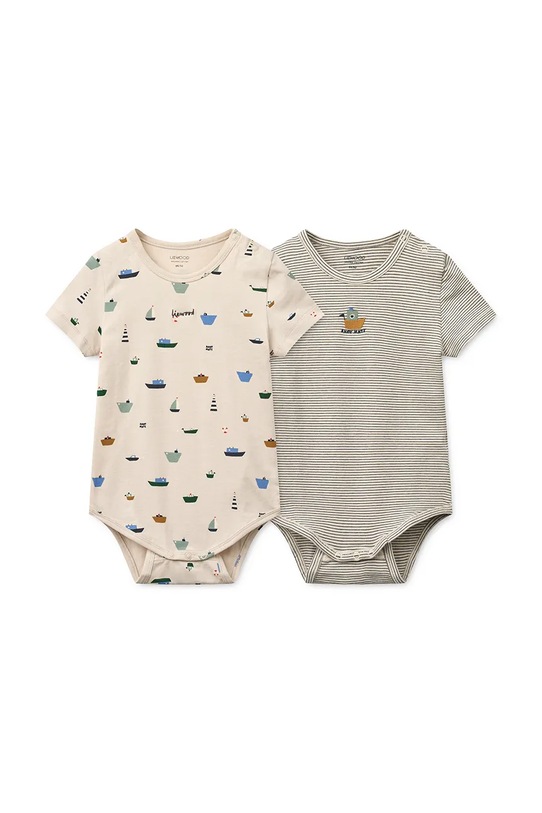 Liewood body niemowlęce Yanni Grow Printed SS Bodystocking 2-pack 2-pack 2-pack beżowy LW20469.PPY2