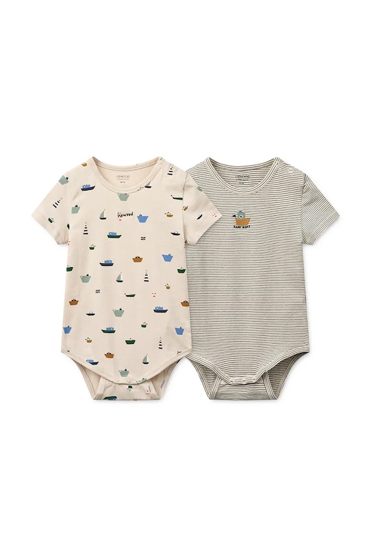 Liewood body niemowlęce Yanni Grow Printed SS Bodystocking 2-pack 2-pack 2-pack beżowy LW20469.PPY2