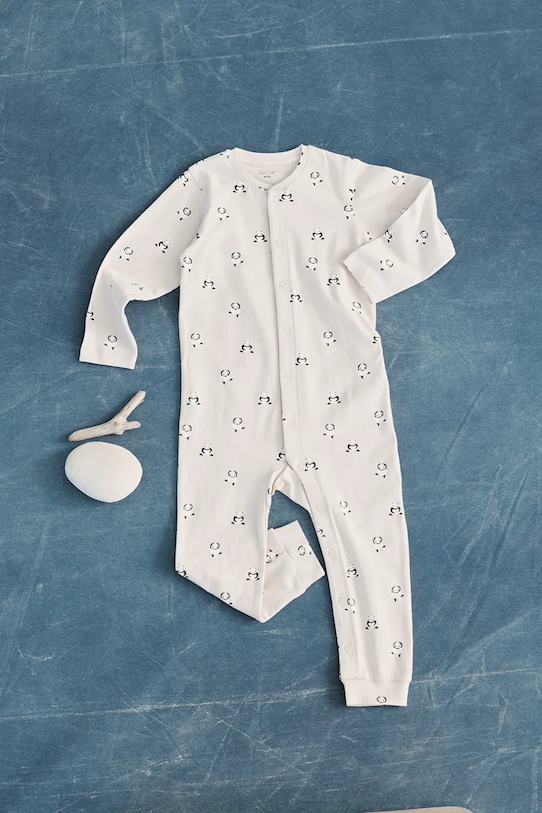 Liewood pajacyk niemowlęcy Birk Printed Pyjamas Jumpsuit LW20677.PPY2 beżowy