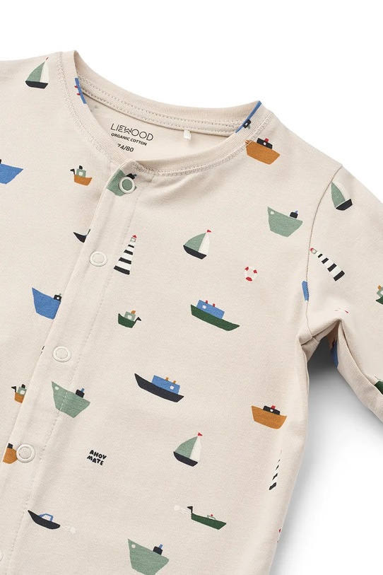 Liewood pajacyk niemowlęcy Birk Printed Pyjamas Jumpsuit LW20677.PPY2 beżowy SS26