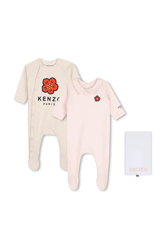 Pamučni kombinezoni za bebe Kenzo Kids 2-pack 2-pack bež K61614
