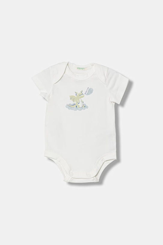 Chłopiec United Colors of Benetton body niemowlęce bawełniane z elastanem 2-pack 3WGGAB010.W.Stagionale biały