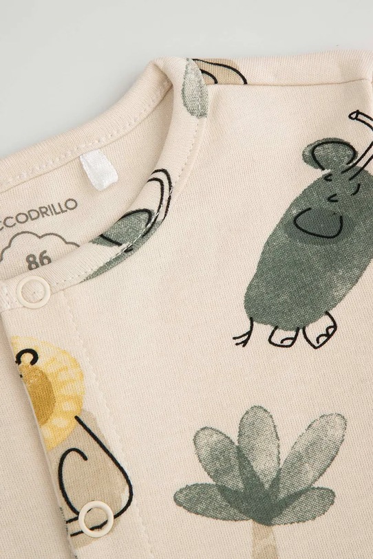 Chłopiec Coccodrillo pajacyk niemowlęcy bawełniany WC6104301IBN beżowy