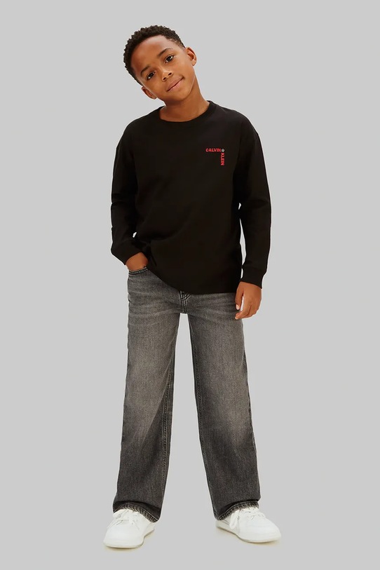 Calvin Klein Jeans longsleeve bawełniany dziecięcy IB0IB02614.128.176.PPY2 czarny