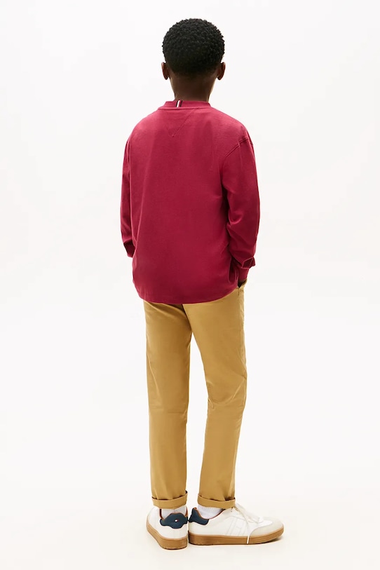 Tommy Hilfiger longsleeve bawełniany dziecięcy bordowy KB0KB10052.98.122.PPY2
