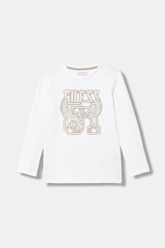 Guess longsleeve bawełniany dziecięcy nadruk biały L6RI00.K8HM4.PPY2