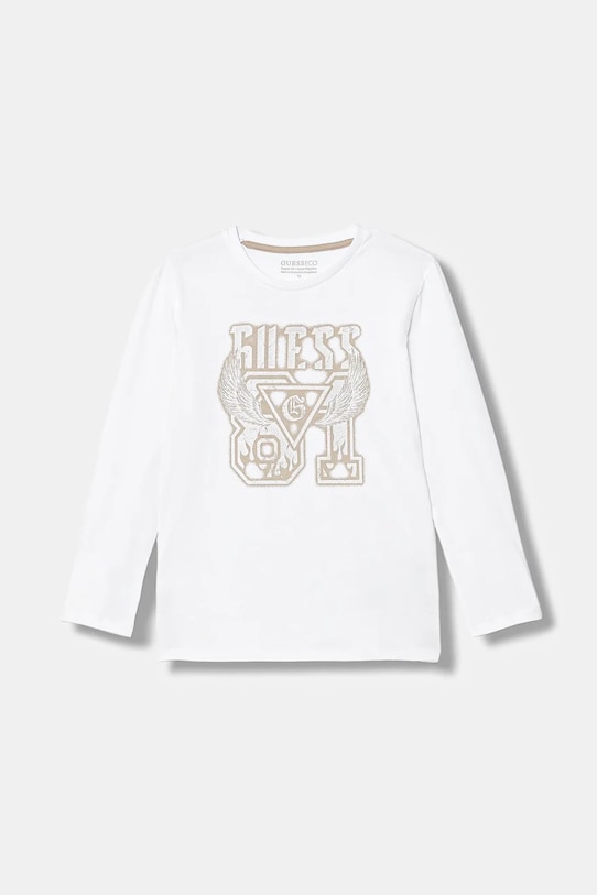 Guess longsleeve bawełniany dziecięcy nadruk biały L6RI00.K8HM4.PPY2