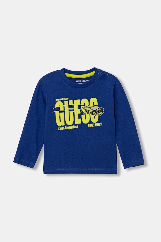 Guess longsleeve bawełniany dziecięcy nadruk niebieski N6RI01.K8HM4.PPY2