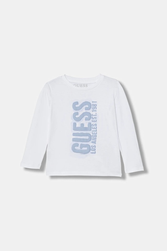 Guess longsleeve bawełniany dziecięcy nadruk biały N6RI12.K8HM4.PPY2