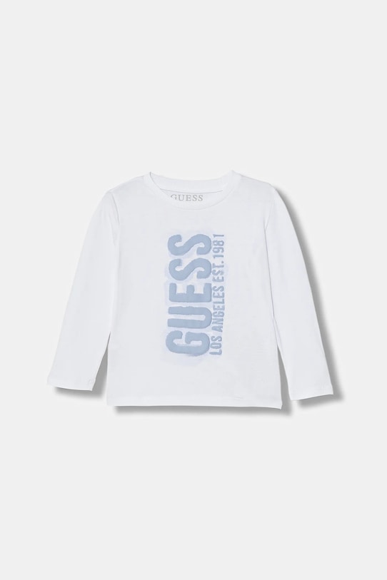 Guess longsleeve bawełniany dziecięcy nadruk biały N6RI12.K8HM4.PPY2