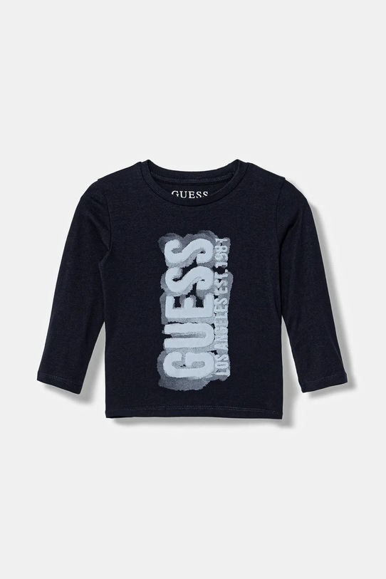Guess longsleeve bawełniany dziecięcy nadruk granatowy N6RI12.K8HM4.PPY2