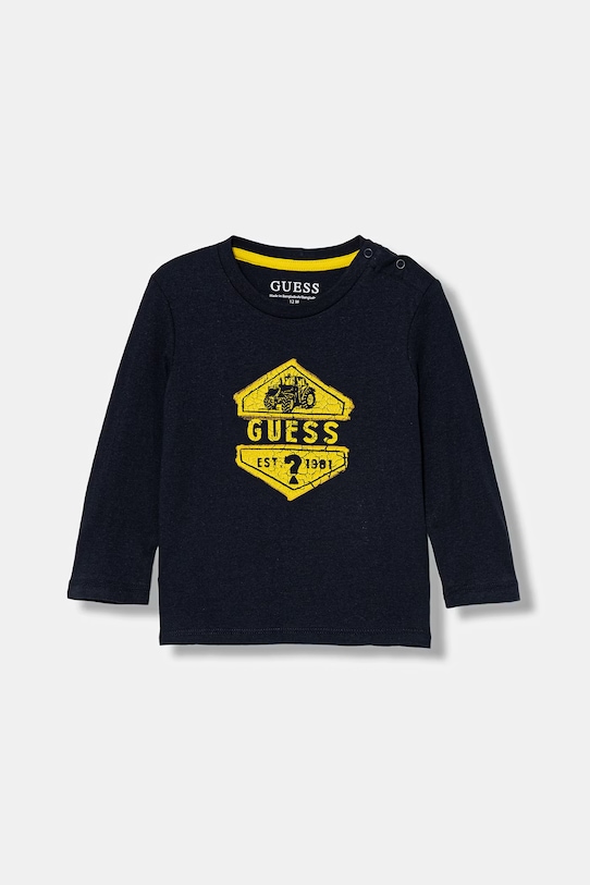 Guess longsleeve bawełniany dziecięcy nadruk granatowy N6RI19.K8HM4.PPY2