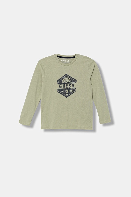 Guess longsleeve bawełniany dziecięcy nadruk zielony N6RI19.K8HM4.PPY2